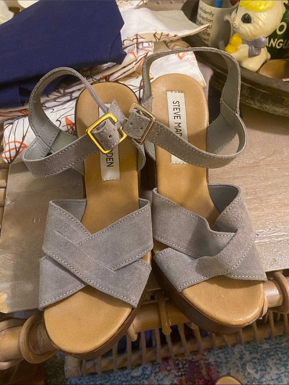 Steve Madden Liveana Heels —Grey Suede Size 6 Excellent Condition